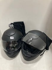 2 X ZORAX HELMETS MOTORCYCLE HELMETS IN MATT BLACK MODEL: ST-22 - MIXED SIZES M AND XL