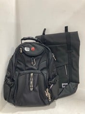 SWISS GEAR BY WENGER BACKPACK IN BLACK TO INCLUDE HELLY HANSEN BACKPACK IN BLACK