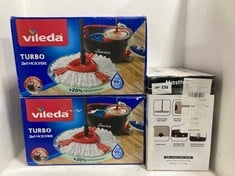 3 X ASSORTED CLEANING ITEMS TO INCLUDE VILEDA TURBO 2-IN-1 MICROFIBRE COMPLETE SET