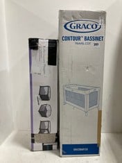 GRACO CONTOUR BASSINET TRAVEL COT - PEBBLE TO INCLUDE BABYLO SAFE+SECURE PLAYPEN