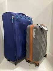 AMERICAN TOURISTER MEDIUM LUGGAGE - NAVY TO INCLUDE BRITISH TRAVELER HARD SHELL SUITCASE - CHARCOAL/BROWN