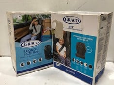 GRACO LOGICOL I- SIZE R129 HIGHBACK BOOSTER CAR SEAT IN MIDNIGHT TO INCLUDE GRACO AFIX 2/3 HIGHBACK BOOSTER SEAT