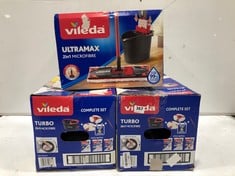 3 X VILEDA 2IN1 TURBO MICROFIBRE COMPLETE MOP SET