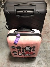 AMERICAN TOURISTER LARGE HARD SHELL SUITCASE - MATT BLACK TO INCLUDE DISNEY MINNIE HARD SHELL KIDS SUITCASE - PINK