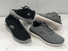 2 X SKECHERS MEN'S SUMMIT TRAINERS - MIXED COLOURS / SIZES - GREY UK 8 AND BLACK UK 9