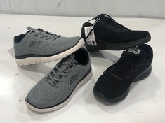 2 X SKECHERS MEN'S SUMMIT TRAINERS - MIXED COLOURS / SIZES - GREY UK 8 AND BLACK UK 9