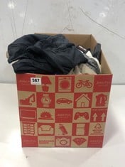 BOX OF ASSORTED ADULTS CLOTHING TO INCLUDE LOLE WOMEN'S JOGGERS IN DARK GREY SIZE XL