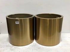 2 X LARGE METAL BRASS PLANTER