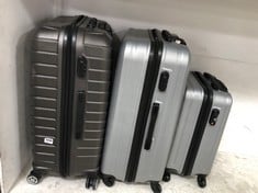 MY VALICE SET OF 3 HARD SHELL SUITCASES - SILVER TO INCLUDE PAUSE LARGE HARD SHELL SUITCASE - DARK GREY