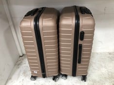 2 X PAUSE LARGE HARD SHELL SUITCASES - CHAMPAGNE