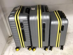 MY VALICE SET OF 3 HARD SHELL SUITCASE - GREY/YELLOW-BLACK