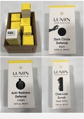 8 X LUMIN ASSORTED PRODUCTS TO INCLUDE LUMIN CHARCOAL SCRUB - DEEP DETOX 30ML - EXP.: 04/2027