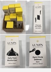 8 X LUMIN ASSORTED PRODUCTS TO INCLUDE LUMIN CHARCOAL SCRUB - DEEP DETOX 30ML - EXP.: 04/2027