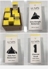 8 X LUMIN ASSORTED PRODUCTS TO INCLUDE LUMIN CHARCOAL SCRUB - DEEP DETOX 30ML - EXP.: 04/2027