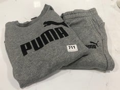 KIDS PUMA GREY HOODIE IN SIZE 11-12YRS TO INCLUDE KIDS PUMBA GREY JOGGERS IN SIZE 11-12YRS