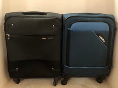 SAMSONITE BLACK 4 WHEEL TRAVEL CASE TO INCLUDE PAKLITE BLUE 4 WHEEL TRAVEL CASE