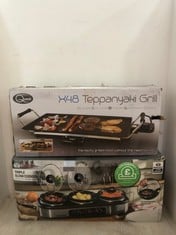 DAEWOO TRIPLE SLOW COOKER WITH 3 X 1.5L STONEWARE POTS TO INCLUDE QUEST X48 TEPPANYAKI GRILL