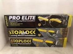 3 X ASSORTED ITEMS TO INCLUDE STOPLOCK PRO ELITE STEERING WHEEL IMMOBILISER