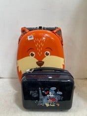 FLYTE FRAZER THE FOX SCOOTER SUITCASE TO INCLUDE DISNEY MINNIE MOUSE AROUND THE WORLD BEAUTY CASE