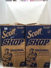 2 X SCOTT ORIGINAL MULTI-PURPOSE SHOP TOWELS 30 ROLLS 7513007