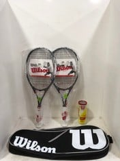 WILSON TOUR SLAM LITE BLACK/WHITE TENNIS RACKET SET WITH 3 TENNIS BALLS