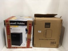 RUSSELL HOBBS 8L BLACK GLASS COOLER RH8CLR8001B TO INCLUDE SENSIO HOME 10L MINI FRIDGE & WARMER SHMFR10LBLA