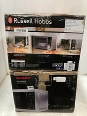 SHARP 20L 800W MICROWAVE OVEN YC-MS02 TO INCLUDE RUSSELL HOBBS COMPACT SILVER DIGITAL MICROWAVE RHM2076S