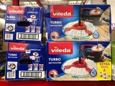 4 X VILEDA TURBO 2-IN-1 MICROFIBRE MOP & BUCKET SET