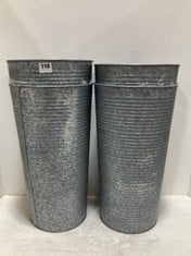 4 X IYYLINE RIBBED GALVANISED VASE OUTDOOR PLANTER 50CM- TOTAL RRP £160