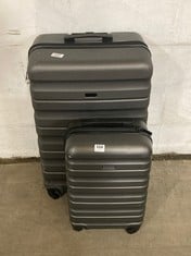 2 X JOHN LEWIS TRAVEL CASES GREY HARD SHELL SPINNERS 1 X LARGE 1 X SMALL