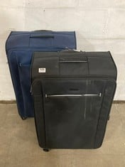 2 X JOHN LEWIS TRAVEL CASES LARGE SPINNERS 1 X BLACK FABRIC 1 X NAVY BLUE FABRIC