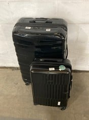 2 X JOHN LEWIS TRAVEL CASES BLACK HARD SHELL SPINNERS 1 X LARGE 1 X SMALL