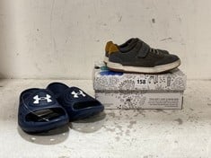 UNDER ARMOUR KIDS SLIDE NAVY SIZE 8 TO INCLUDE CLARKS FAWN FAMILY SHOES GREY SIZE 11