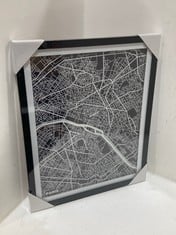 4 X PARIS MAP FRAMED ART 44 X 54CM