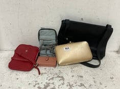 5 X ASSORTED JOHN LEWIS BAGS/PURSE TO INCLUDE STELLA GOLD CLUTCH BAG