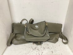 3 X JOHN LEWIS KHAKI GREEN BAGS TO INCLUDE TOTE BAG