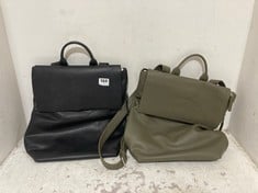 2 X JOHN LEWIS BACKPACK BAGS 1 X KHAKI GREEN, 1 X BLACK