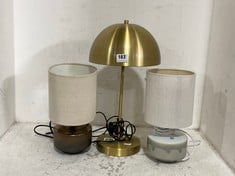 3 X ASSORTED JOHN LEWIS LAMPS TO INCLUDE DOME TABLE LAMP ANTIQUE BRASS