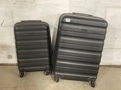 2 X JOHN LEWIS ANYDAY TRAVEL CASES BLACK HARD SHELL SPINNERS 1 X CABIN SIZE 1 X MEDIUM/LARGE