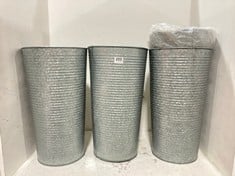 4 X RIBBED GALVANISED VASE 50CM RRP- £160