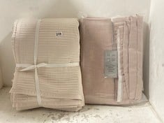 JOHN LEWIS SINGLE PENCIL PLEAT DOOR CURTAIN PANEL TEXTURED WEAVE ROSE PINK 167X213CM TO INCLUDE JOHN LEWIS MODA BEDSPREAD NOUGAT SIZE UNKNOWN