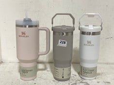 3 X ASSORTED STANLEY TUMBLERS TO INCLUDE FLIP STRAW WHITE