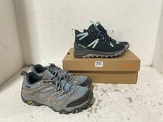 MERRELL SIREN 4 MID GTX BOOTS NAVY/MINT SIZE 4 TO INCLUDE MERRELL TRAINERS BLUE/GREY SIZE 7