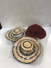 3 X JOHN LEWIS ASSORTED HATS TO INCLUDE JOHN LEWIS STRIPE WIDE BRIM HAT - NATURAL/BLACK