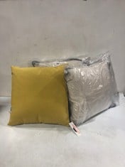 3 X ASSORTED CUSHIONS TO INCLUDE ANYDAY JOHN LEWIS COTTON BUTTERCUP COATED CUSHION SIZE 45 X 45CM