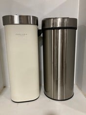 2 X JOHN LEWIS 40L TOUCH TOP BINS - GREY AND STAINLESS STEEL