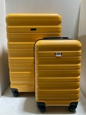 2 X ANYDAY JOHN LEWIS HARD SHELL SUITCASES - YELLOW - SMALL AND LARGE