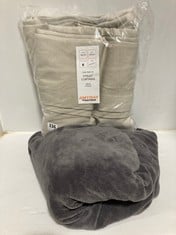 ANYDAY JOHN LEWIS ARLO EYELET CURTAINS - SIZE 167 CM X 274 CM TO INCLUDE DREAMLAND LUXURY HEATED THROW - DARK GREY