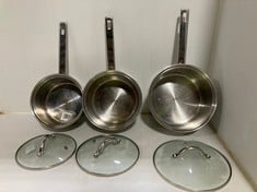 JOHN LEWIS STAINLESS STEEL 3-PIECE SAUCEPAN SET WITH LIDS