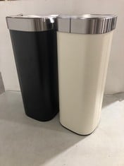 2 X JOHN LEWIS TOUCH TOP BIN - 40L - MIXED COLOURS - WHITE AND BLACK